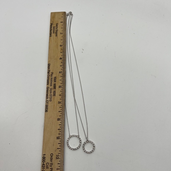 Vintage Layered Sterling Silver Necklace , CZ Double Eternity & Circle of Life - Picture 9 of 12